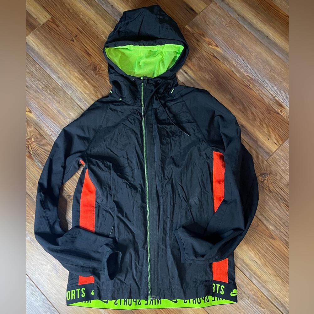 Nike Performance Black/Green Hooded Zip Jacket Small S
